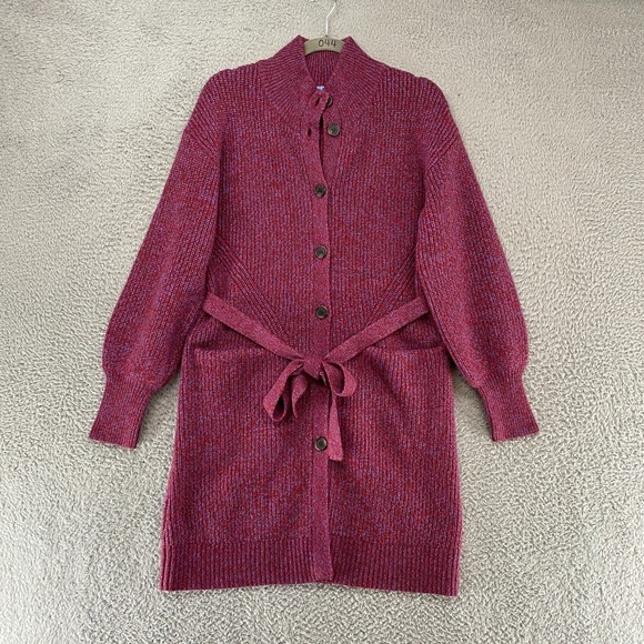 Draper James Sweaters - Draper James Sweater Jacket Womens XS Marled Red Purple Long Cardigan Turtleneck